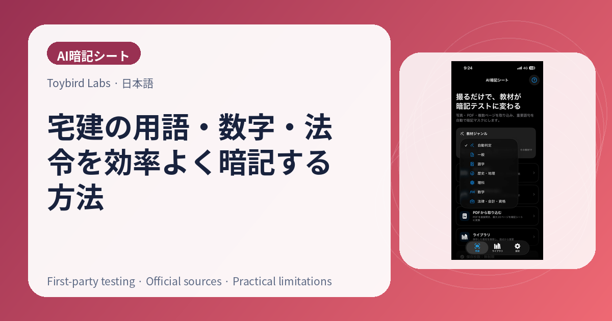 宅建の用語・数字・法令を効率よく暗記する方法