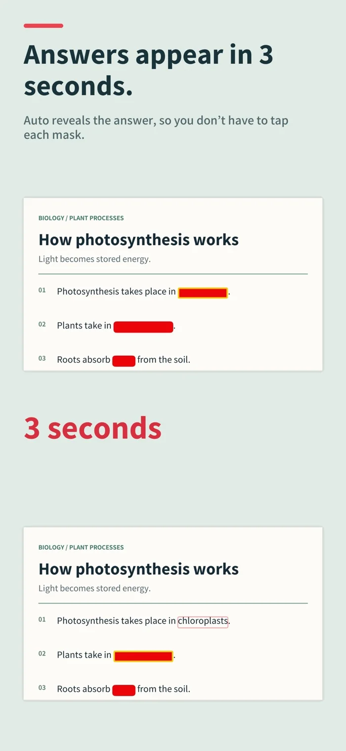 Automatic answer reveal