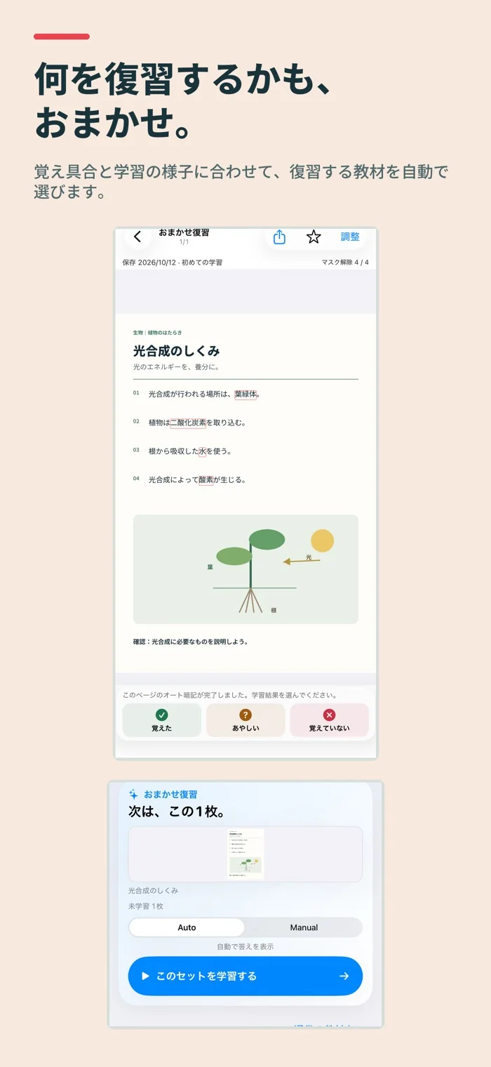 復習する教材を選択